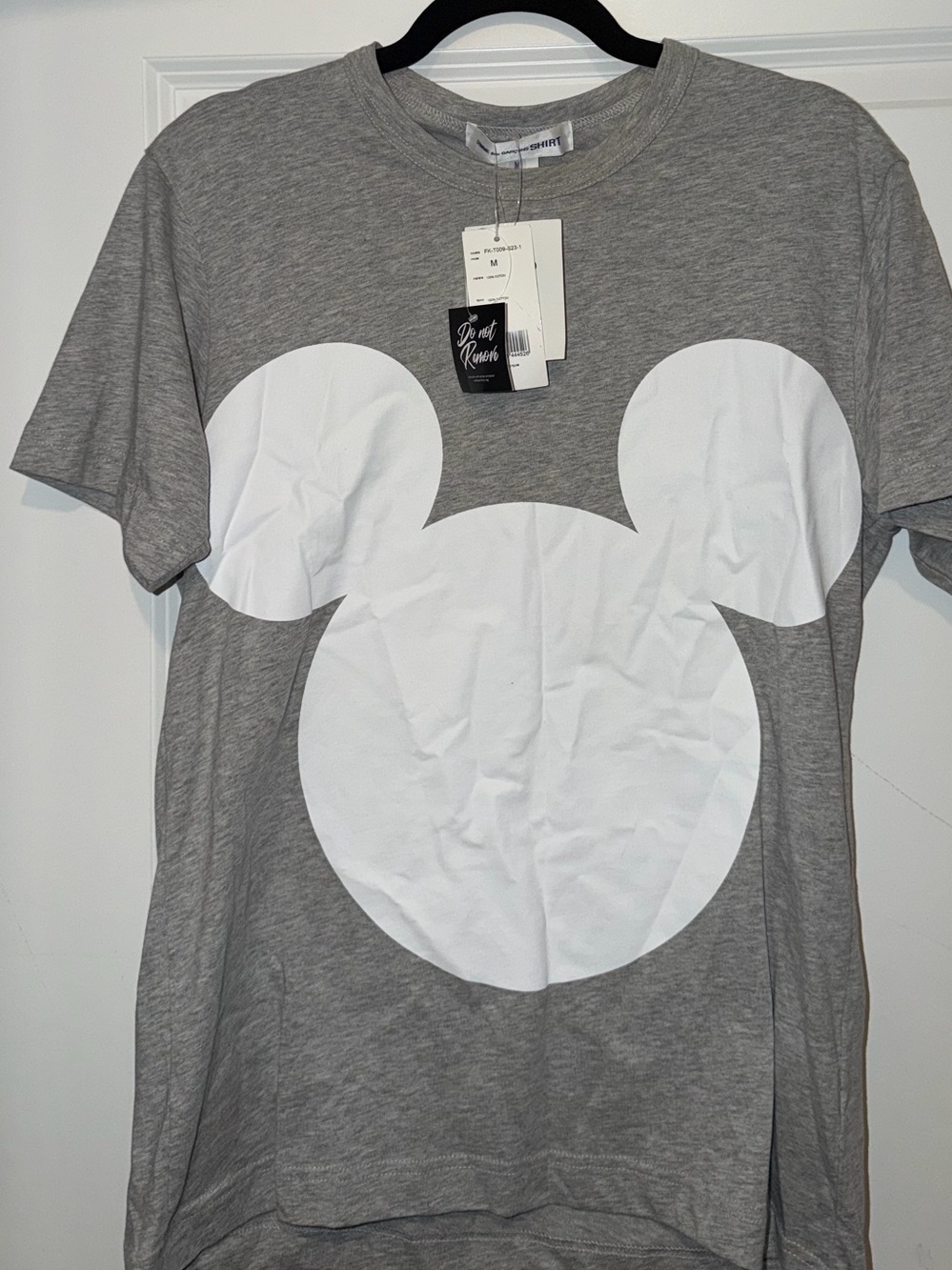 Comme des Garçons Gray Tee with Blue Logo